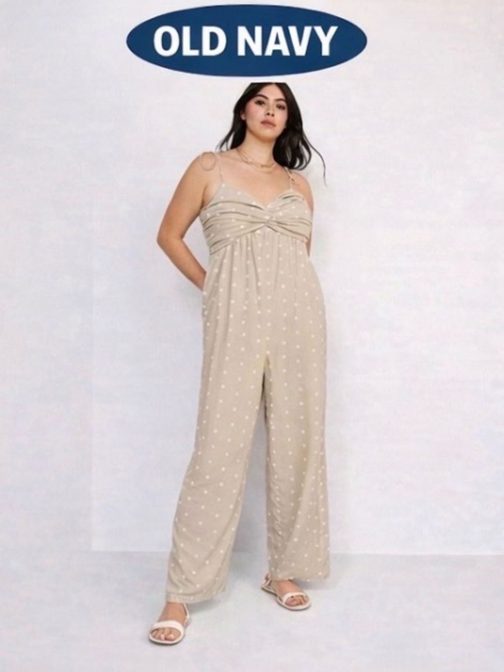 Beige Polka Dot Jumpsuit - Old Navy - NWT - Size 3X